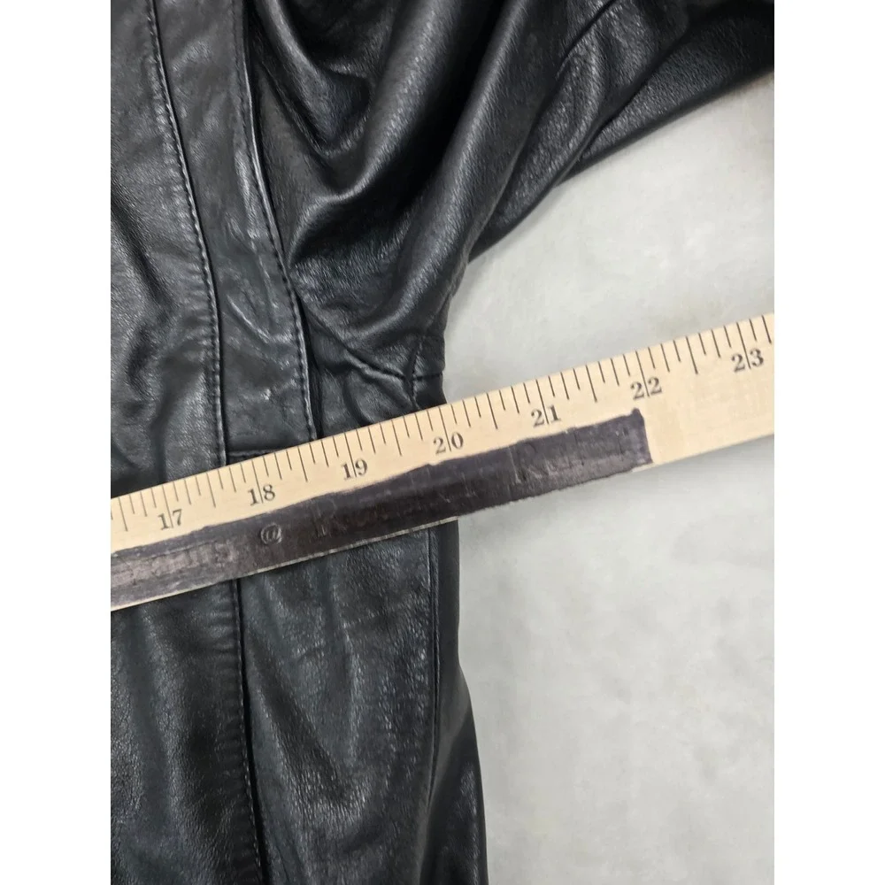 Bermans Leather Bomber Jacket Mens Small Long Black Thinsulate Removable Vintage